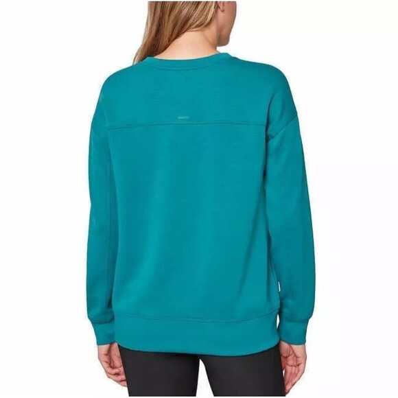Mondetta Women's M Drop Shoulder Scuba Crewneck Relaxed Sweatshirt Stretch Teal - Picture 3 of 12